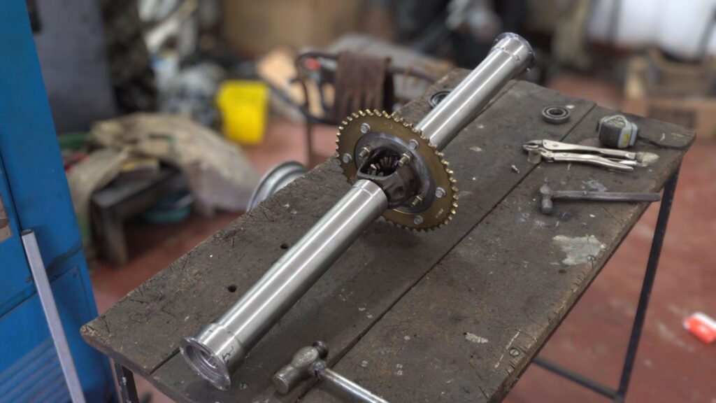 Axle Housing Tubes Installed on the Differential Carrier Assembly
