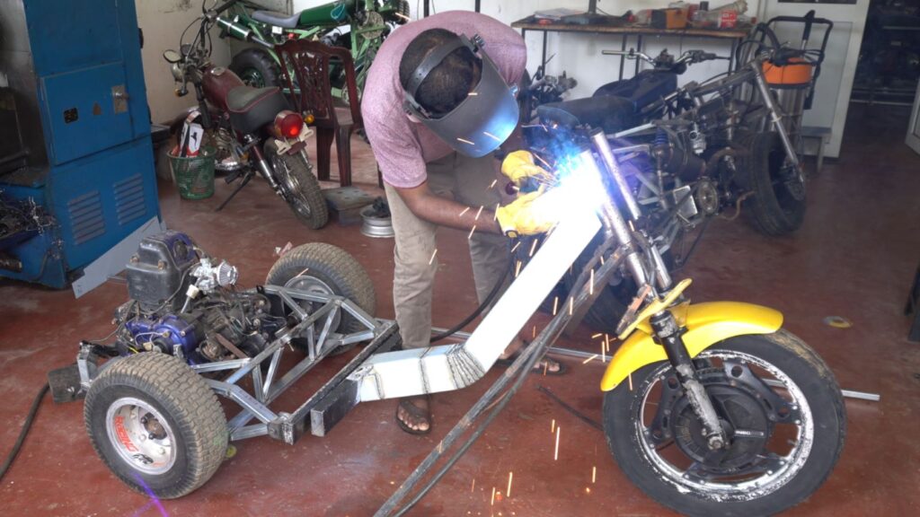 Custom Leaning Trike Bike chassis fabrication
